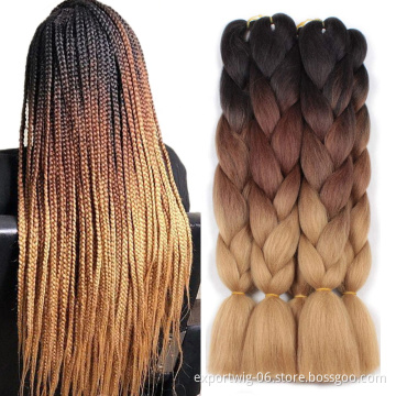 Jumbo crochet braided hair 24inch cheap synthetic Hair Box Braids extension bulk pre stretched expression braiding hair